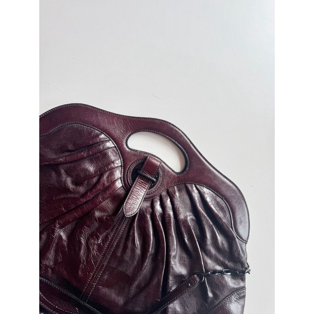 ALEXANDER MCQUEEN Oxblood Maroon Patent Leather Shoulder Bag Purse - Picture 3 of 16